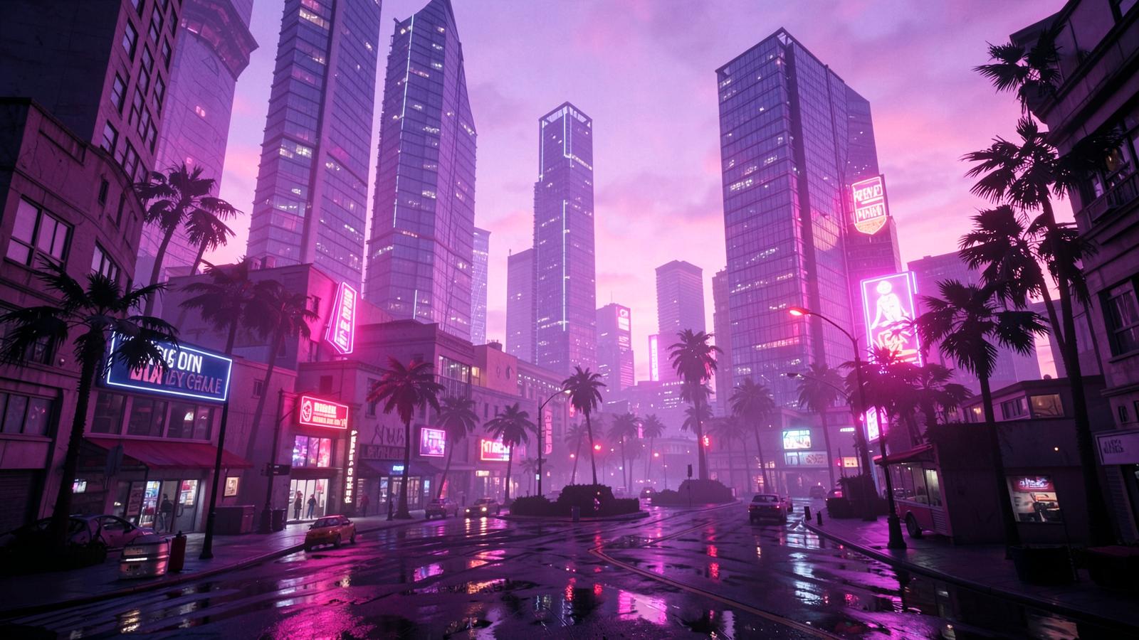 Vice City skyline at dusk
